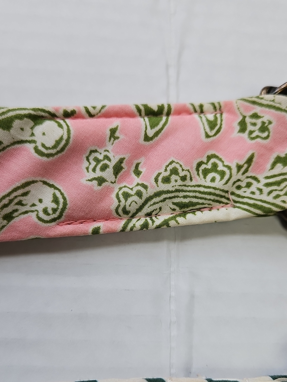 J. Crew Fabric Belts- Set Of 2 Pink Paisley + Cream Stripe with Antique Buckles - Picture 4 of 13